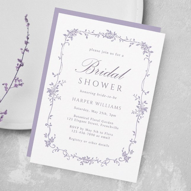 Invitación French Victorian Lavender Floral Bridal Shower (Subido por el creador)