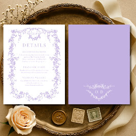 Invitación French Victorian Purple Lilac Wedding Details