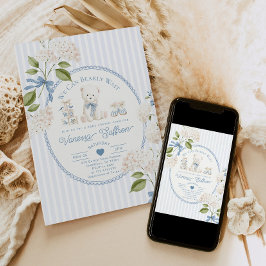 Invitación French Vintage Teddy Bear Coquette Baby Shower