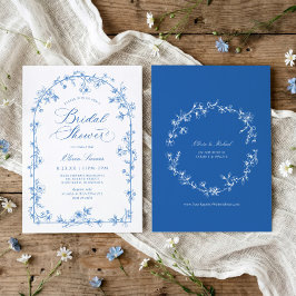 Invitación French Wildflower Toile Blue Bridal Shower