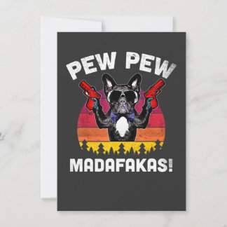 Invitación Frenchie Pew Pew Madafakas  Vintage French Bulldog