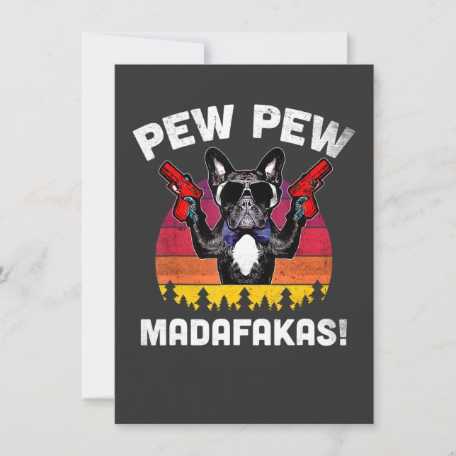 Invitación Frenchie Pew Pew Madafakas  Vintage French Bulldog (Anverso)