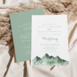 Invitación Frente y Boda trasero de la región montañosa verde<br><div class="desc">Esta invitación a la boda es perfecta para un boda rústico. El diseño presenta una montaña verde pintada a mano con una acuarela,  inspirando un tema de campo. Guarde el papel incluyendo más detalles en la parte posterior de la invitación en lugar de en una tarjeta separada.</div>