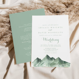 Invitación Frente y Boda trasero de la región montañosa verde