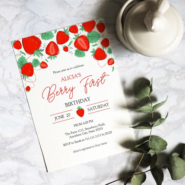 Invitación Fresa 1º cumpleaños (Subido por el creador)