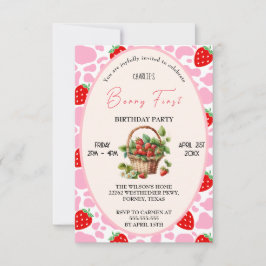Invitación Fresa 1er cumpleaños Berry Primer partido de cumpl