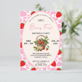 Invitación Fresa 1er cumpleaños Berry Primer partido de cumpl