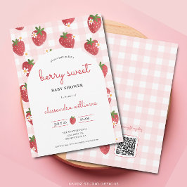 Invitación Fresa acuarela Berry Chica Baby Shower