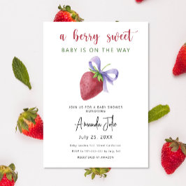 Invitación Fresa acuarela con un Baby Shower con arco