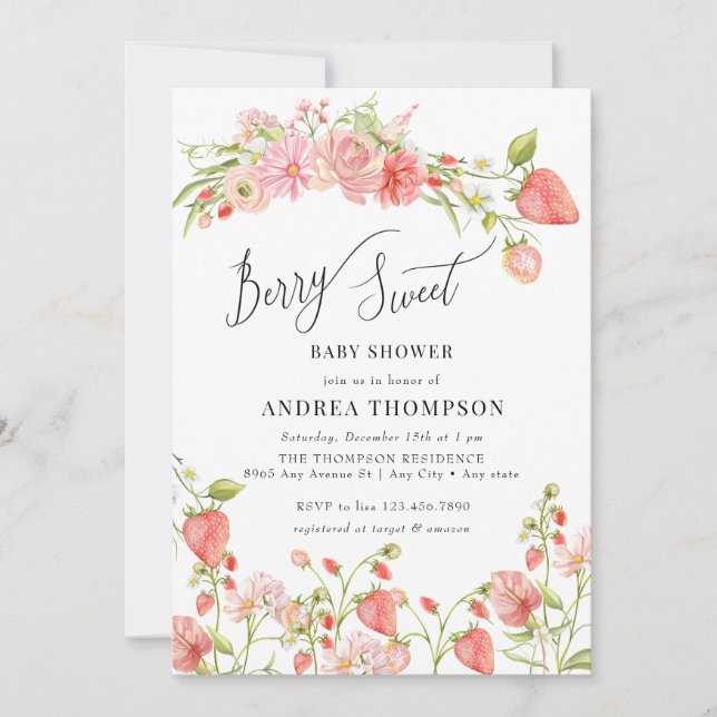 Invitación Fresa | Baby Shower de verano (Anverso)