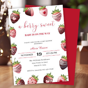 Invitación Fresa Baby Shower Red Berry Sweet