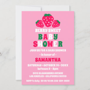 Invitación Fresa Bebé Chica Ducha Berry Sweet