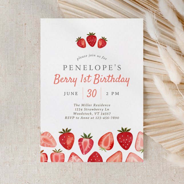 Invitación Fresa Berry 1er cumpleaños (Subido por el creador)