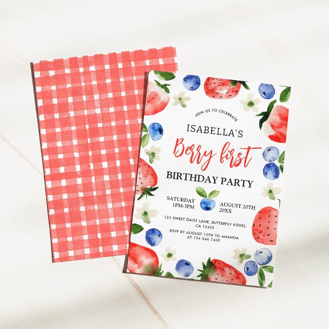 Invitación Fresa Berry 1er cumpleaños (Subido por el creador)