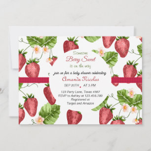 Invitación fresa berry dulce bebé ducha