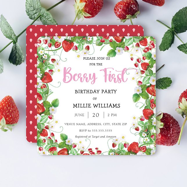 Invitación Fresa | Berry First Birday Party (Subido por el creador)