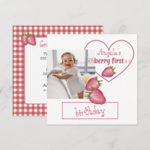 Invitación Fresa Berry Primer Cumpleaños 2