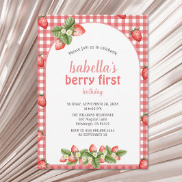 Invitación Fresa Berry primer cumpleaños Berry Weet