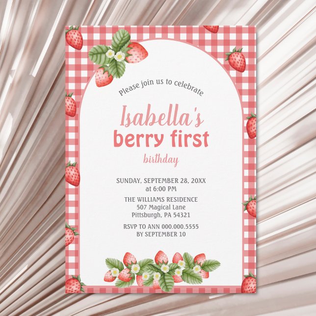 Invitación Fresa Berry primer cumpleaños Berry Weet (Subido por el creador)
