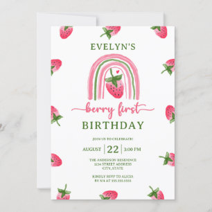 Invitación Fresa Berry Primer Primer Cumpleaños
