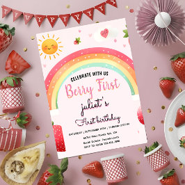 Invitación fresa berry Primer primer cumpleaños fiesta