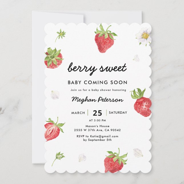 Invitación Fresa Berry Sweet Baby Shower (Anverso)