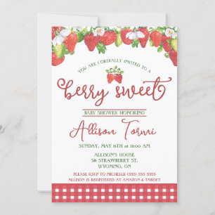 Invitación Fresa, Berry Sweet Baby Shower