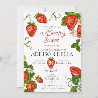 Invitación Fresa Berry Sweet Baby Shower