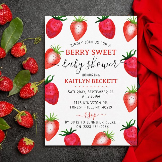 Invitación Fresa Berry Sweet Baby Shower (Subido por el creador)