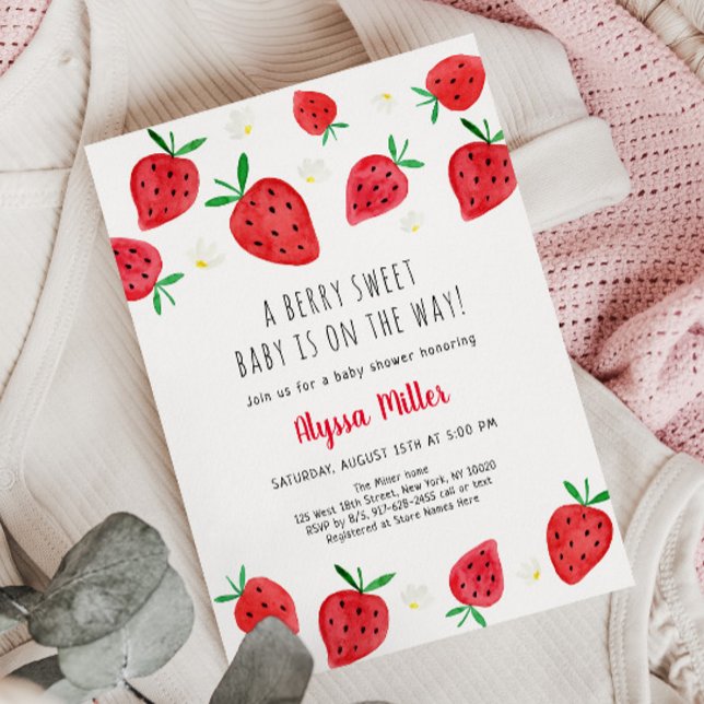 Invitación Fresa Berry Sweet Baby Shower (Subido por el creador)