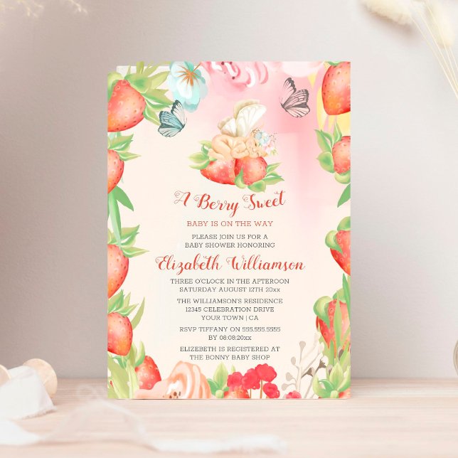 Invitación Fresa Berry Sweet Baby Shower (Subido por el creador)