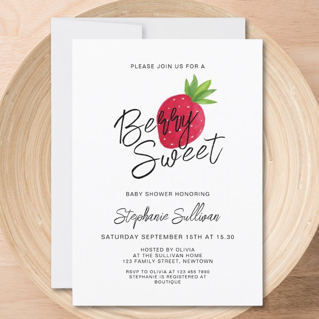 Invitación Fresa Berry Sweet Baby Shower (Subido por el creador)