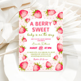 Invitación Fresa Berry Sweet Baby Shower
