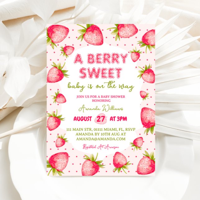 Invitación Fresa Berry Sweet Baby Shower (Subido por el creador)