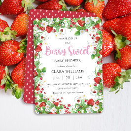 Invitación Fresa Berry Sweet Baby Shower