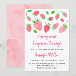 Invitación Fresa Berry Sweet Baby Shower