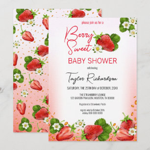 Invitación Fresa Berry Sweet Baby Shower