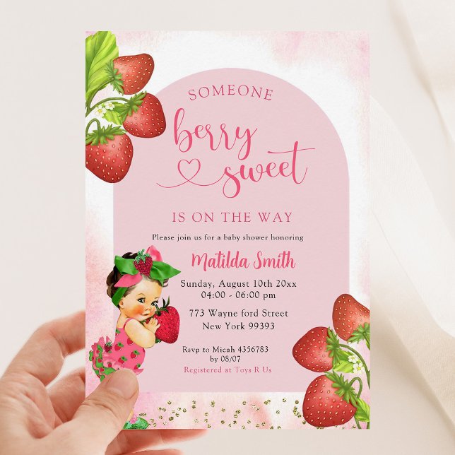 Invitación Fresa Berry Sweet Chica mexicano Baby Shower (Subido por el creador)