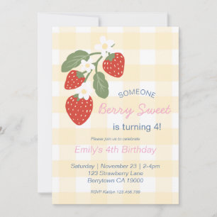 Invitación Fresa Berry Sweet Country Spring Birday