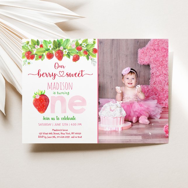 Invitación Fresa Berry Sweet First Birday (Subido por el creador)