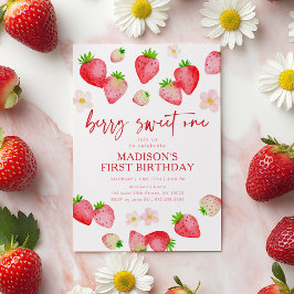 Invitación Fresa Berry Sweet One First Birday
