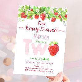 Invitación Fresa Berry Sweet Second Birday