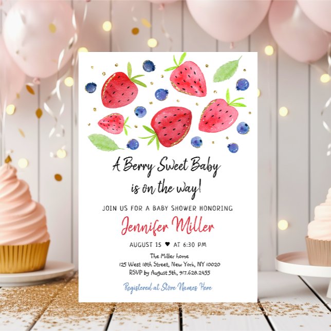 Invitación Fresa Blueberry Berry Sweet Baby Shower (Subido por el creador)