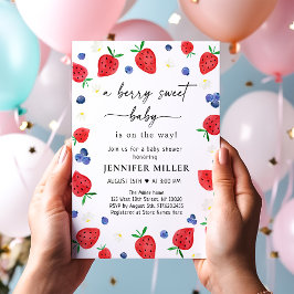 Invitación Fresa Blueberry Berry Sweet Baby Shower