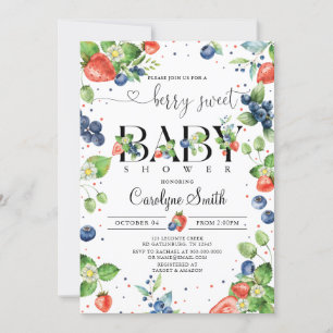 Invitación Fresa Blueberry Berry Sweet Baby Shower