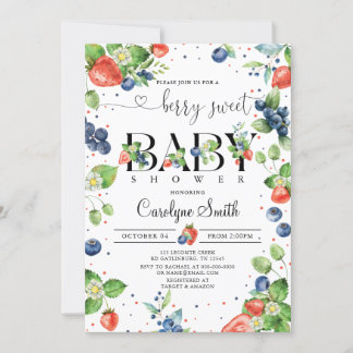 Invitación Fresa Blueberry Berry Sweet Baby Shower