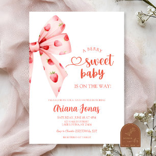 Invitación Fresa Bow Berry dulce bebé ducha