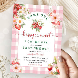 Invitación Fresa Chica Baby Shower Berry Pink Berry Sweet