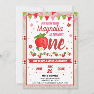 Invitación Fresa Cumpleaños Camco Blanket Rojo Fiesta Dulce