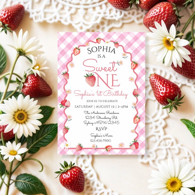 Invitación Fresa Cumpleaños Dulce Un Berry Primer Cumpleaños (Subido por el creador)